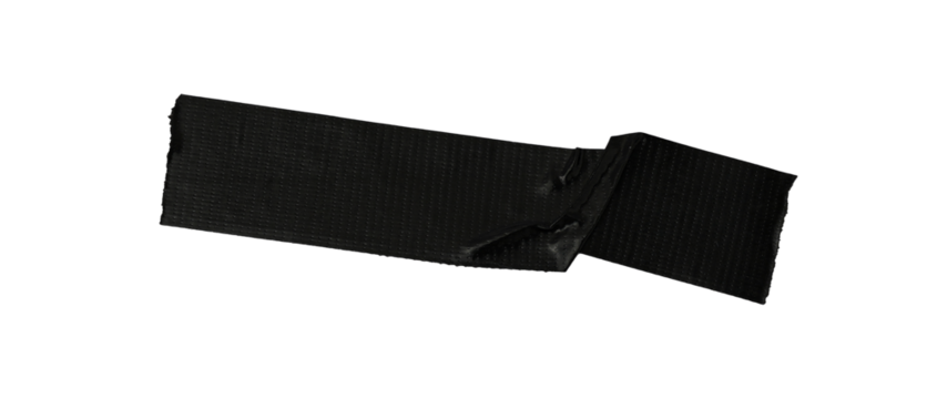 black paper adhesive tape strips on a transparent background.	