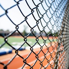 Fototapeta premium Close-up view of a chain link fence, isolated on a pure white background. Ideal for construction, security, or sports themes, background, wire, macro