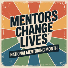 Retro Sunburst Poster for National Mentoring Month