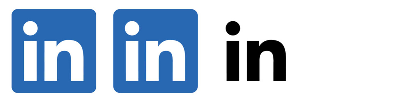 Linkedin Logo Variations. Blue - White, PNG, Black, and Full White linkedin logos. Social Media App Symbols for Branding, Marketing, Corporate Identity, and Digital Design.