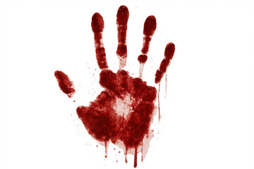 Bloody handprint creating horror atmosphere, crime scene concept, halloween theme, violence and gore element