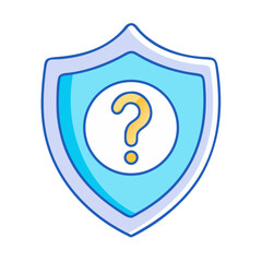 Blue shield containing a question mark, an icon representing security or information