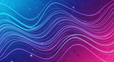 Ai generated:Abstract Cyan-to-Magenta Waveform Design with Grid Background and Glowing Accents