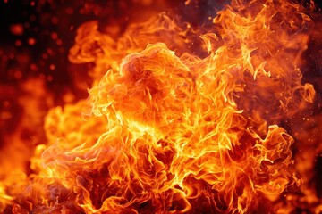 Fototapeta premium Dynamic close-up of vibrant flames with sparks