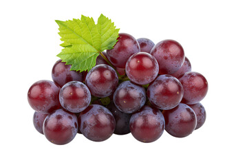 Fototapeta premium Fresh red grapes with leaf, healthy fruit snack