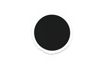 Circular vintage photo frame template with a scalloped border, providing a retro design element on transparent background