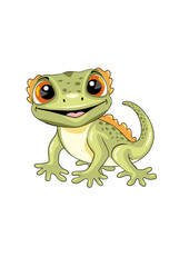 Funny smiling gecko isolated on white