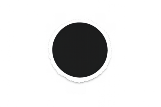 Circular vintage photo frame template with a scalloped border, providing a retro design element on transparent background