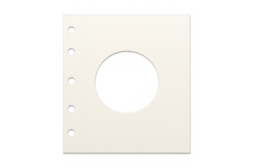 Binder paper page with a round cutout providing a transparent placeholder, ideal for customization and design concepts