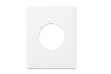 White paper frame with round cutout, a template for mockups and original designs, transparent background