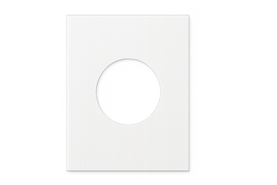 White paper frame with round cutout, a template for mockups and original designs, transparent background