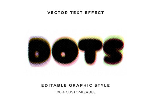 Black Distresseed Ink Flat Vintage Text Effect Halftone Bubble Font