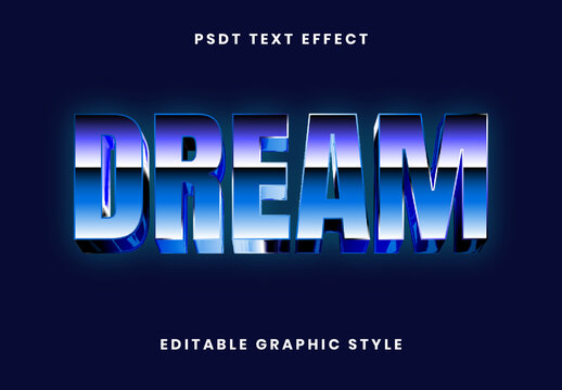 Blue 80S Retro Metallic Text Effect Chrome Futuristic 3D Font