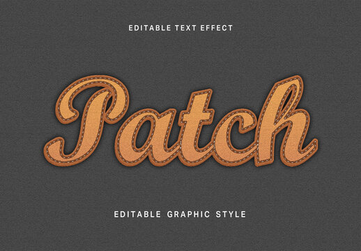 Brown Embroidery Text Effect Leather Patch Script Font