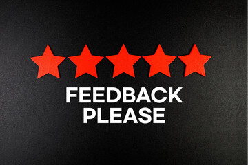Feedback Please text with five star on black background