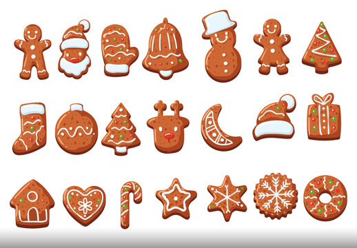 Colorful Christmas Cookies Illustration Set
