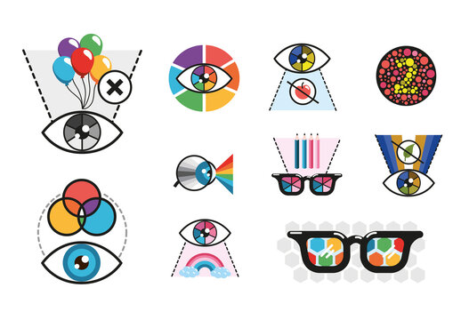 Colorful Color Blind Vision Test Illustration Set