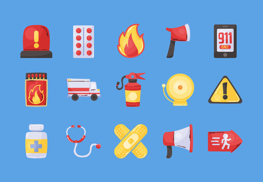 Emergency Safety Illustration Set