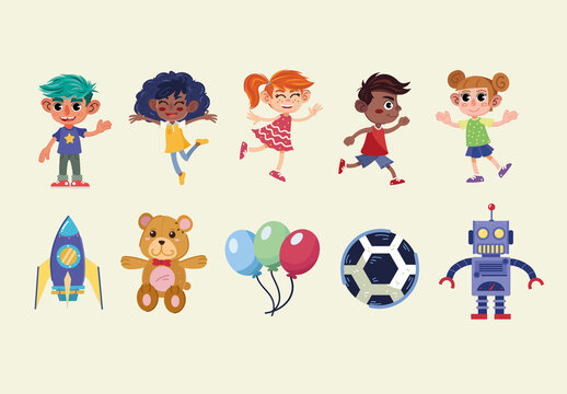 Kids Cartoon Illustration Set