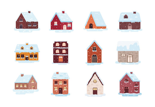 Winter House Illustrations Set