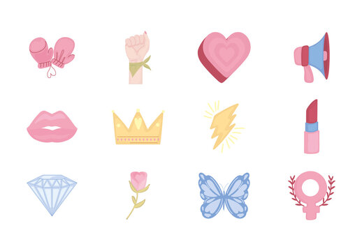 Pink And Yellow Girl Empowerment Love Illustrations Set