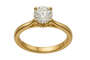 Diamond engagement ring with gold band, precious jewelry for marriage proposal, an expensive luxury gift