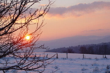 Winter sunset in Vermont
