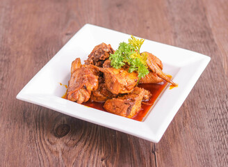Traditional Native Chicken Adobo in Soy Sauce And Vinegar