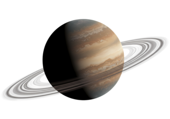 Dramatic Saturn planet with rings, space exploration