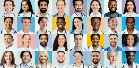 A collage shows a diverse set of healthcare professionals smiling, representing various backgrounds and specialties.