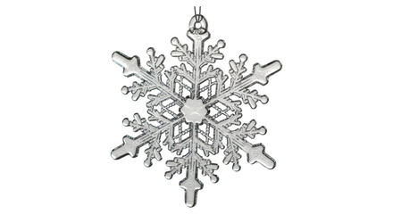 Silver snowflake ornament isolated on transparent background for christmas decoration