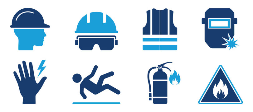 Construction site hazard icon set