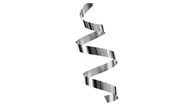Silver metallic streamer isolated on transparent background for decoration