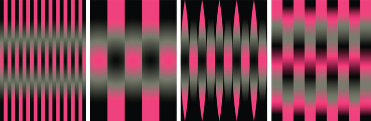Abstract vertical stripes with pink green and black colors creating a wavy and distorted pattern