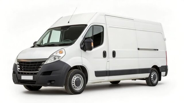 commercial white van isolated on white background orbit video