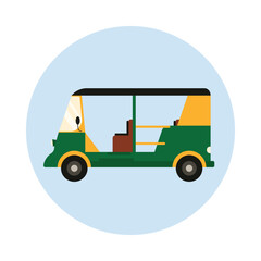 Fototapeta premium Colorful Indian auto rickshaw icon isolated on white background for travel and transport concepts vector illustration