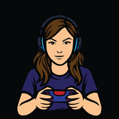 Gaming Enthusiast: A dedicated gamer, fully immersed in the digital world, is shown focused and determined. The image is a portrayal of a woman engrossed in a gaming session.