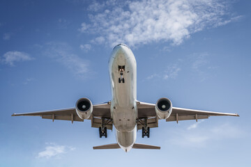 airplane in the blue sky