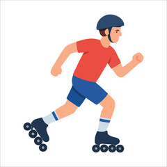 Naklejka premium Young man in helmet rollerblading with motion blur effect skating vector