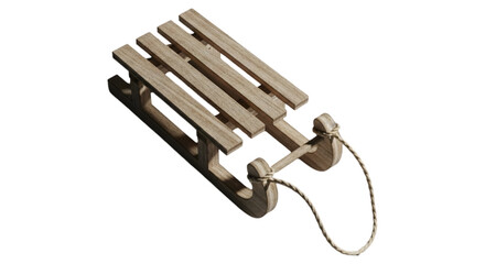 Wooden sled isolated on transparent background, a classic winter transportation tool