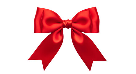 Elegant red satin bow isolated on transparent background for gift wrapping