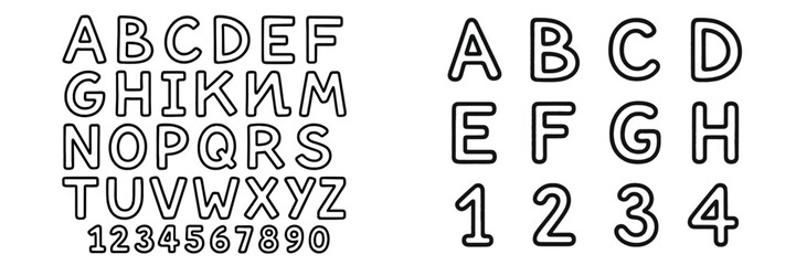 Bold and playful alphabet letters and numbers designed for educational activities and creative projects