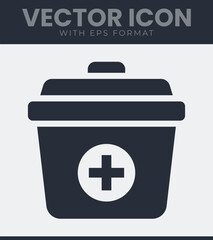 Simple medical cross container icon for health and care