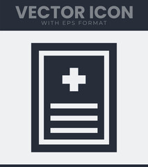 Simple medical document with plus sign icon vector art