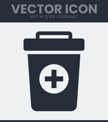 Obraz premium Simple trash can icon plus symbol medical health care