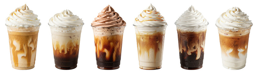 Naklejka na ściany i meble iced coffee frappes with whipped cream Naklejka na ściany i meble iced coffee frappes with whipped cream