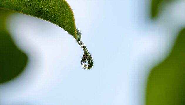 Single droplet on leaf tip