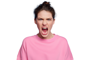 Young woman expressing intense emotions during a moment of frustration in a casual setting Generative AI