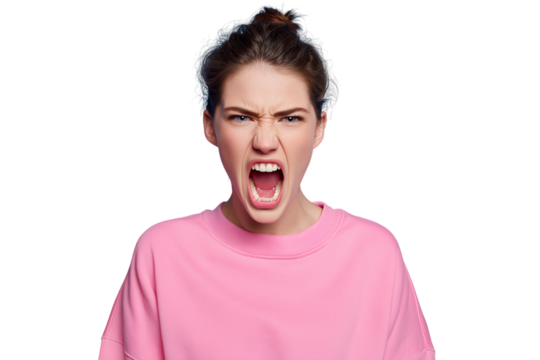 Young woman expressing intense emotions during a moment of frustration in a casual setting Generative AI