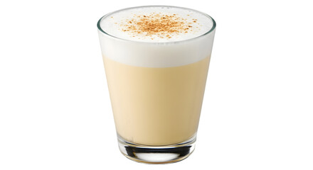 Glass of eggnog isolated on transparent background, a festive and creamy beverage